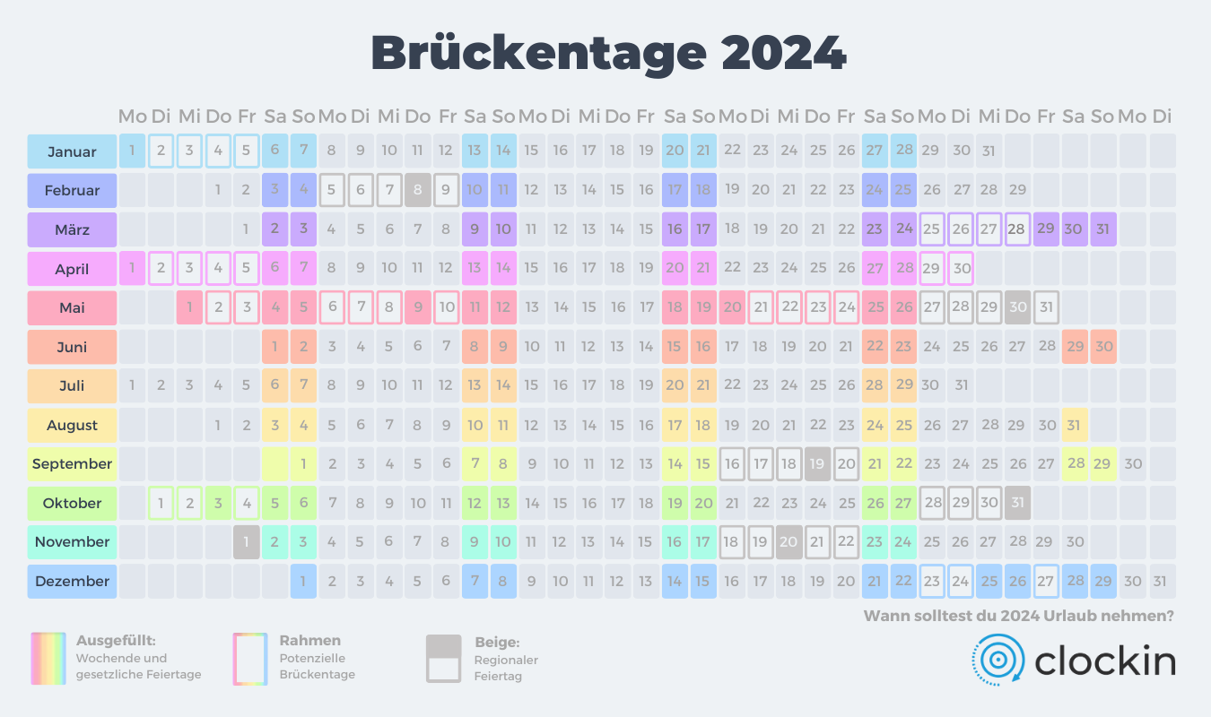 Kalender Brückentage 2024